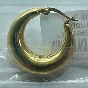 Adornia Womens Gold Hoop Domed Earrings 25mm Stainless Steel Leverback New